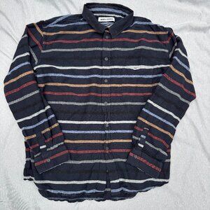 Women’s Striped Button-Down Shirt - light black with Multicolor Stripes